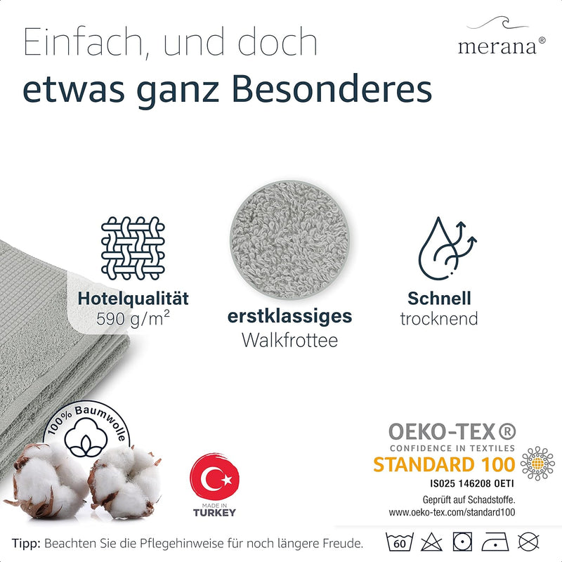 Merana Rome Handtuch Set | saugstark, weich und fusselfrei | Frottier Luxus Qualität | 100% Baumwoll