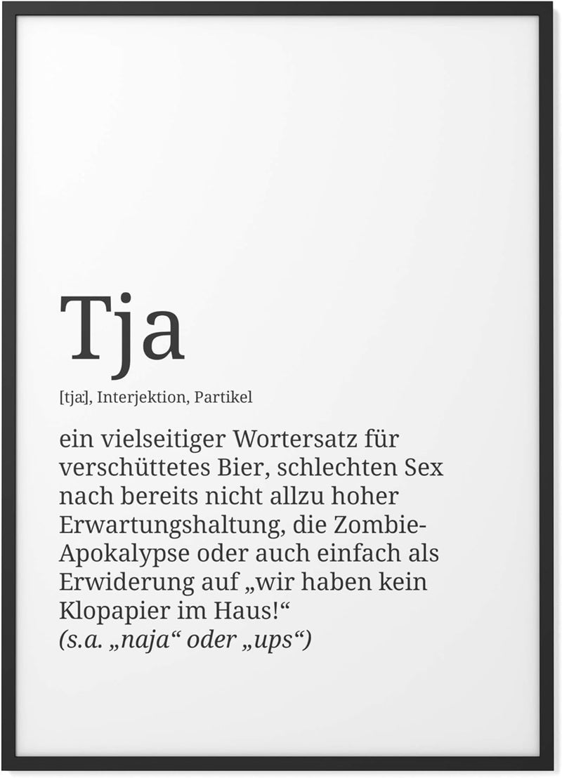 Papierschmiede® Definition: Tja, DIN A1 (59x84 cm), XXL Poster für Wohnzimmer, Schlafzimmer, Küche,