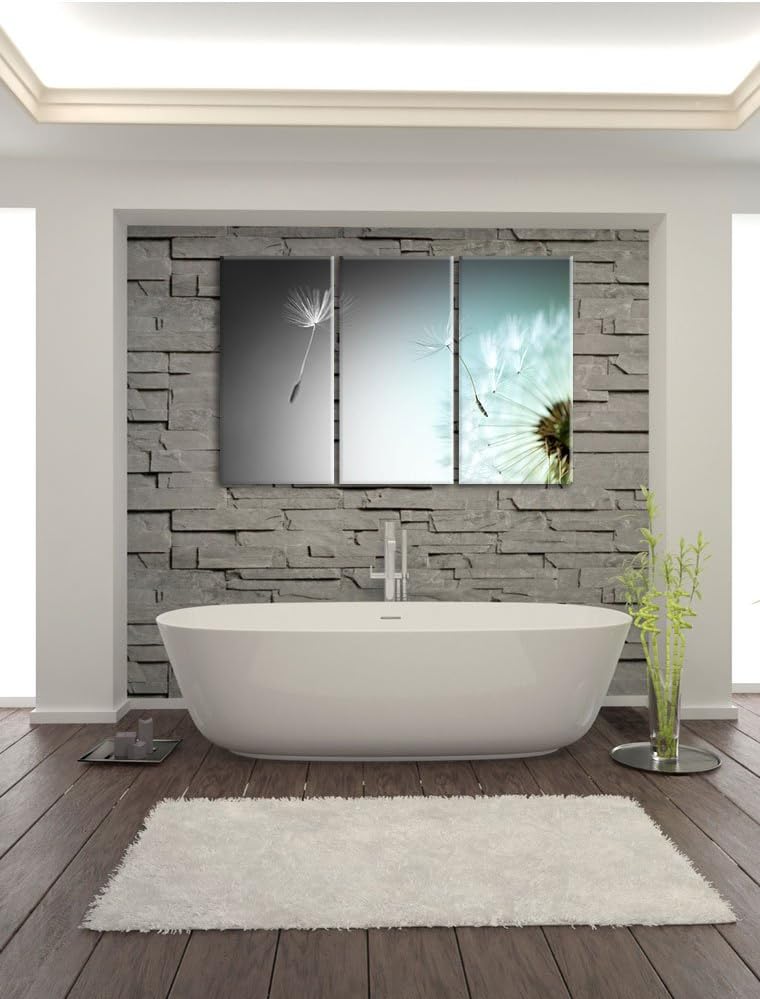 Pixxprint Löwenzahn Pusteblume als Leinwandbild/Grösse: 3 Teilig (120x80 cm) cm/Wandbild/Kunstdruck/