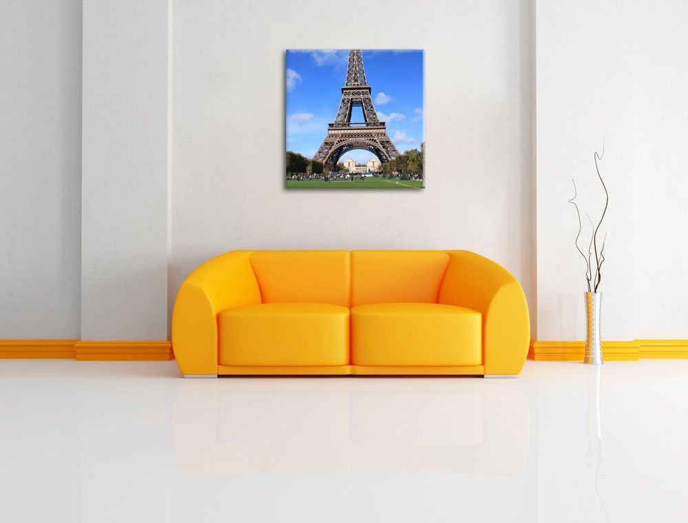 Eifelturm Paris, Format: 70x70 auf Leinwand, XXL riesige Bilder fertig gerahmt mit Keilrahmen, Kunst