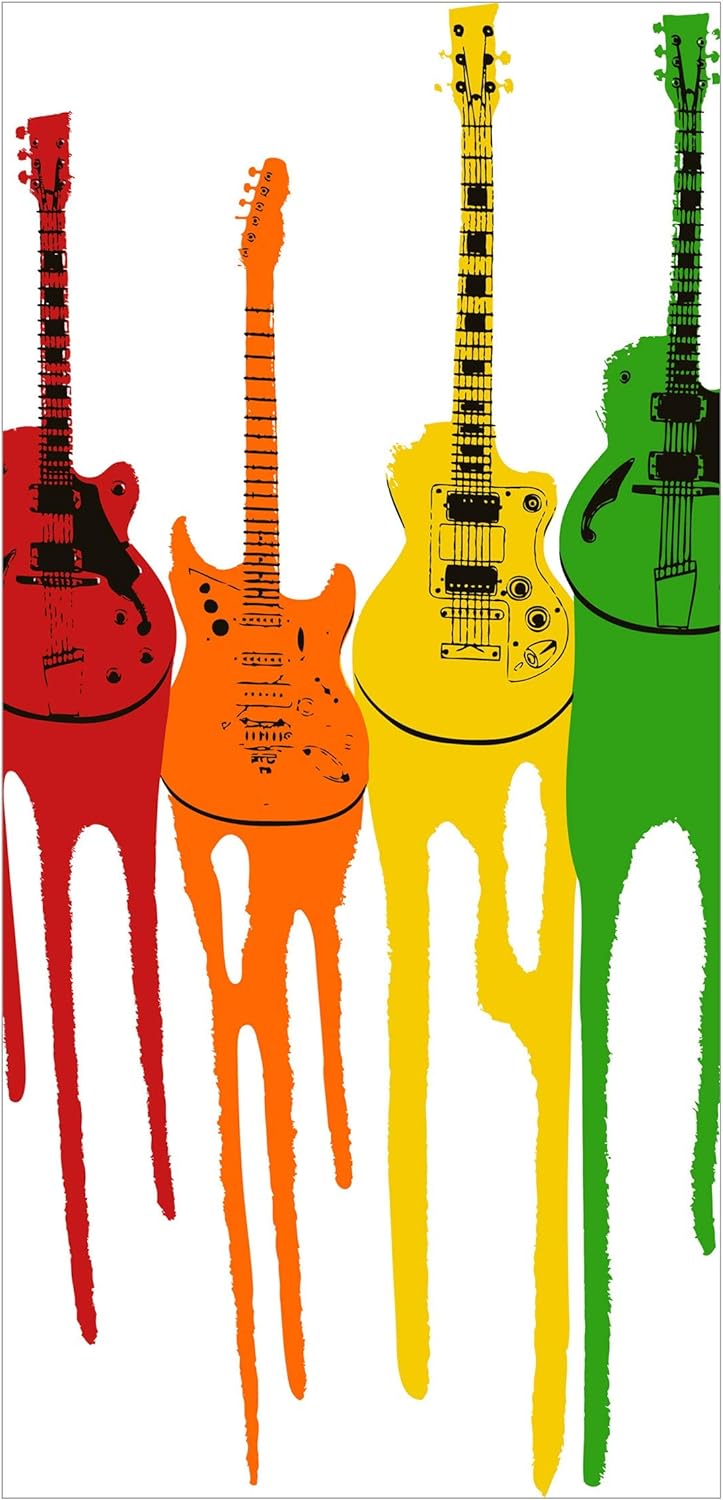 Raumteiler Kinderzimmer Retro Guitars 250x120cm inkl. transparenter Halterung 250x120cm incl. transp