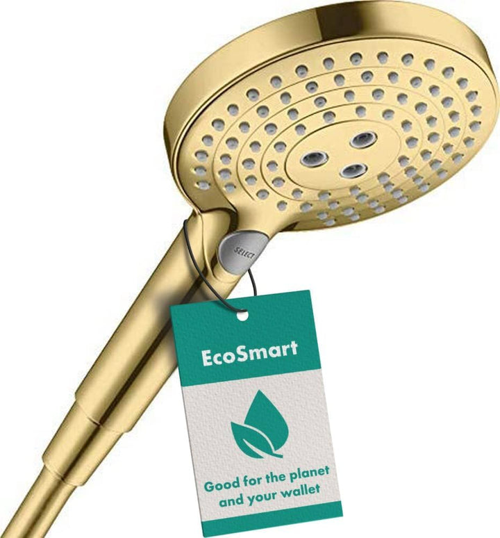 hansgrohe wassersparender Duschkopf Raindance Select S 120 (Regendusche, 3 Strahlarten), Polished Go