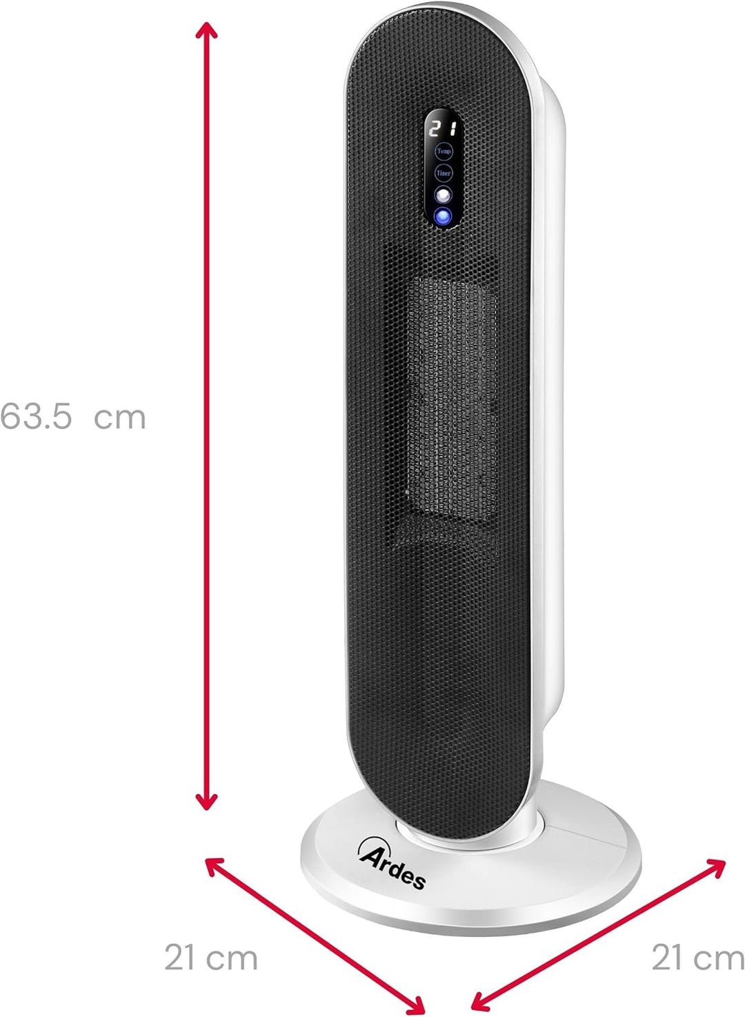 ARDES - AR4P16 TATANKA Oszillierender Keramik-Heizlüfter 2000W, Keramik-Heizlüfter mit Bedienfeld un