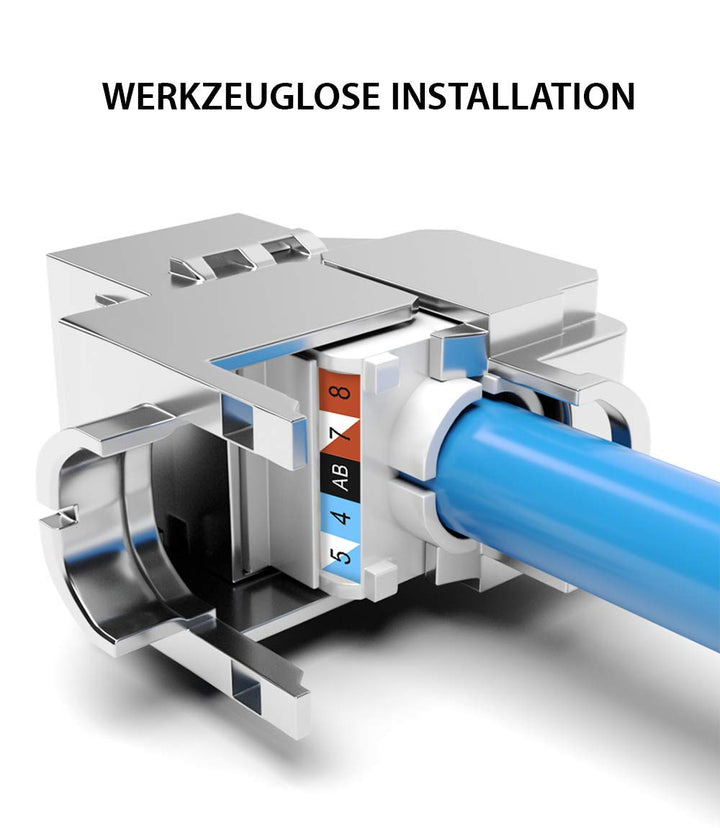 RedStar24 12x RJ45 Buchse Keystone Modul CAT 6a Jack STP Lan Buchse Werkzeuglos Montage 500Mhz 10 Gi