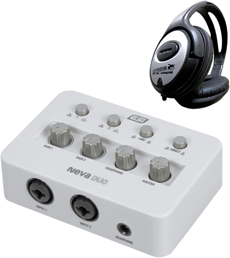 ESI NEVA Duo 2-Kanal USB Audio-Interface + keepdrum Kopfhörer