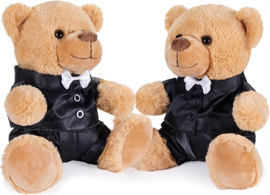 BRUBAKER Teddybär Bräutigampaar - 25 cm Teddy Set im Anzug - Geschenk für Hochzeit und Verlobung - H