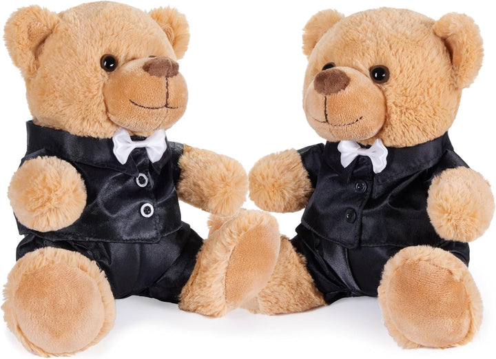 BRUBAKER Teddybär Bräutigampaar - 25 cm Teddy Set im Anzug - Geschenk für Hochzeit und Verlobung - H