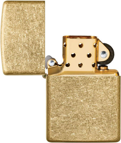 Zippo Taschenfeuerzeug aus Trommelmessing, 49477, Tumbled Brass, Einheitsgrösse