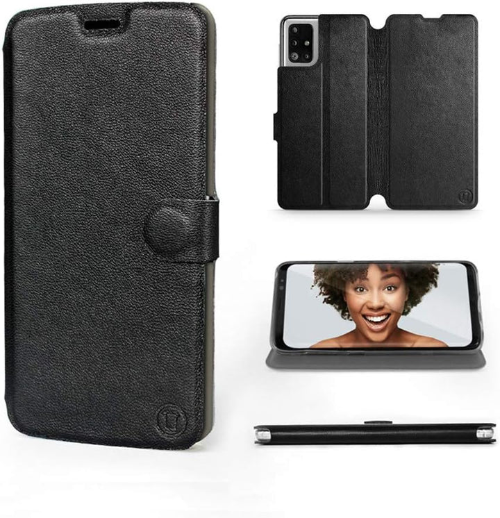 Mobiwear | Echt Lederhülle | Kompatibel mit Samsung Galaxy M51, Made in EU handyhülle, Slim Leather