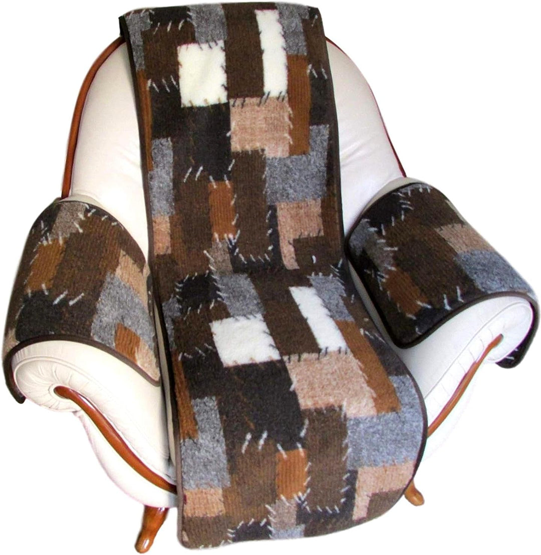 Alpenwolle Sesselschoner Sessel- und Armlehnenschoner Patchwork 3 Teilig