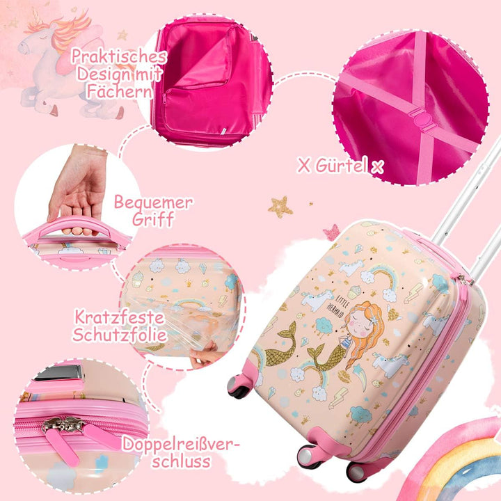 DREAMADE Kinderkoffer Jungen mit Rucksack 18"+12", 2 TLG. Kinderkoffer Set, Kindergepäck Trolley, Ki
