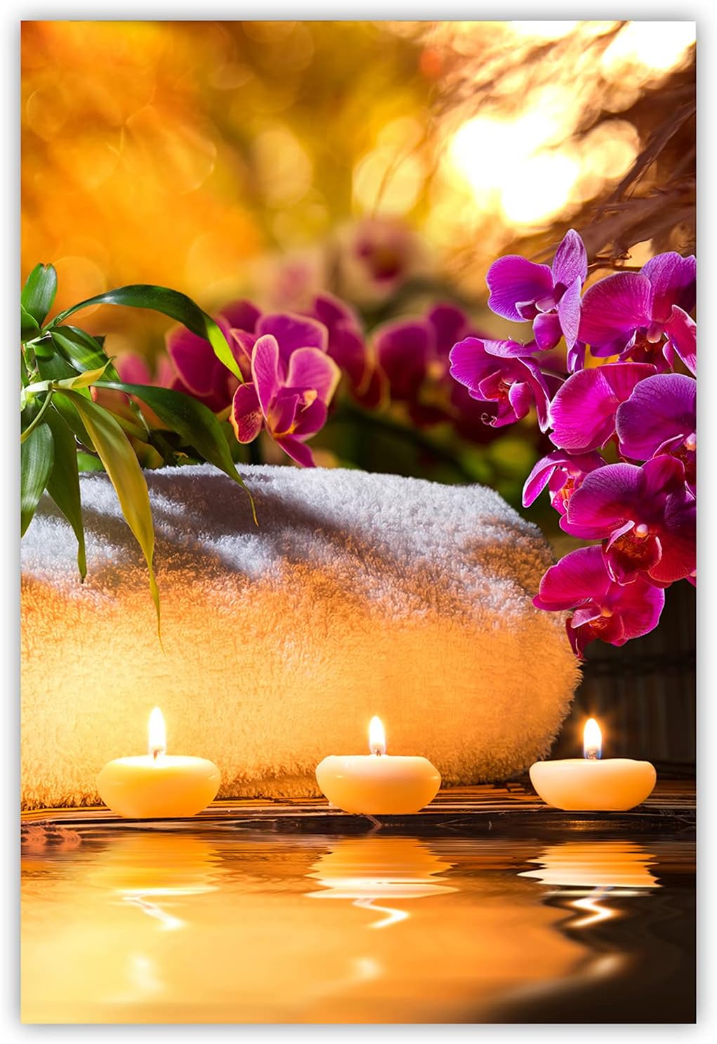 Feeby Vlies Leinwandbild Spa Wellness Zen Orchidee 60x90 cm Druckbild Wandbild Wanddekoration Deko W