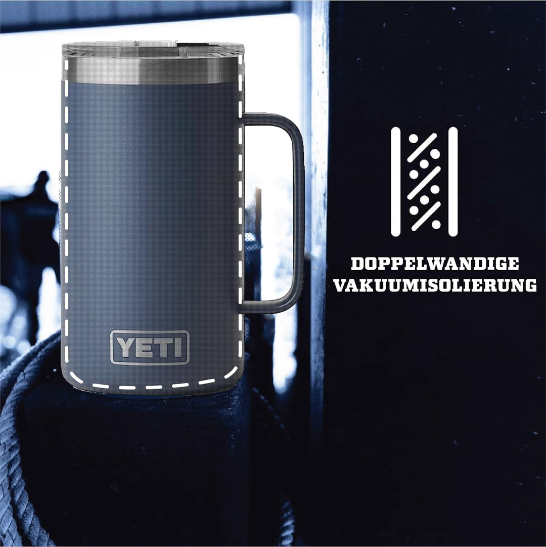 YETI Rambler Krug, Edelstahl, Black, 24oz (710ml), Black