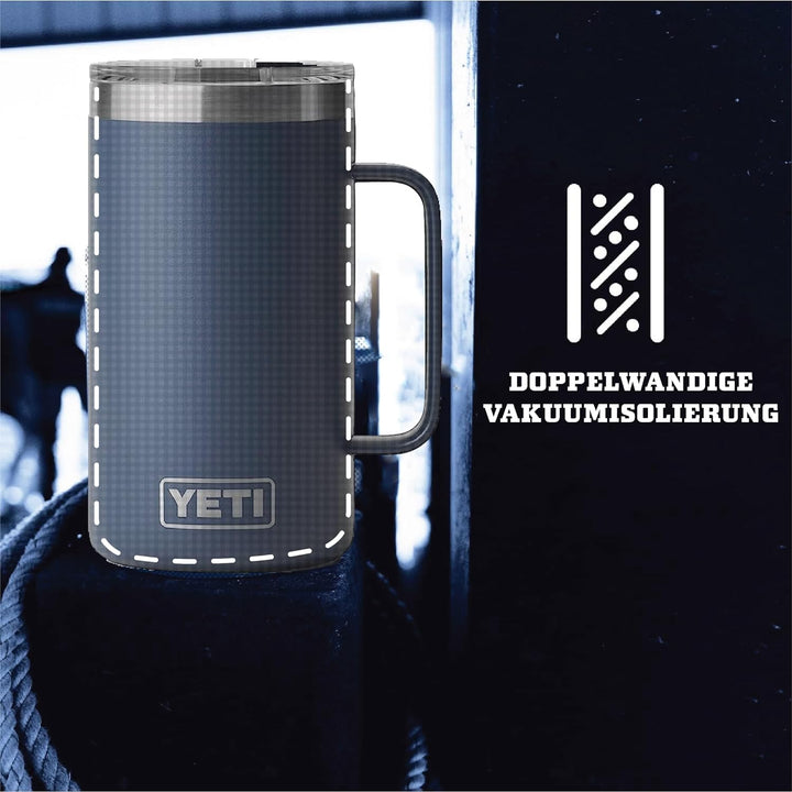 YETI Rambler Krug, Edelstahl, Black, 24oz (710ml), Black