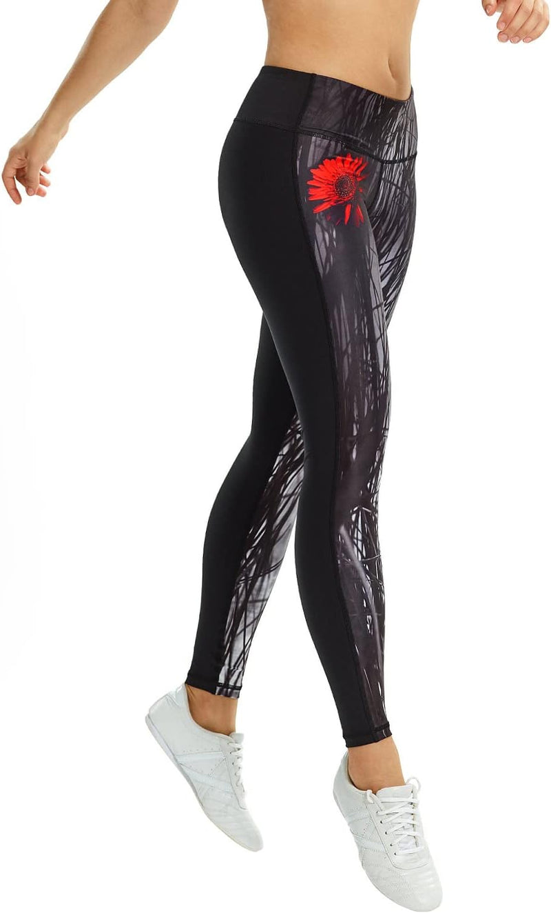 WINSHAPE Damen Leggings Functional Power Shape Tights Ael107, Red Gerbera, Slim Style XS Red Gerbera