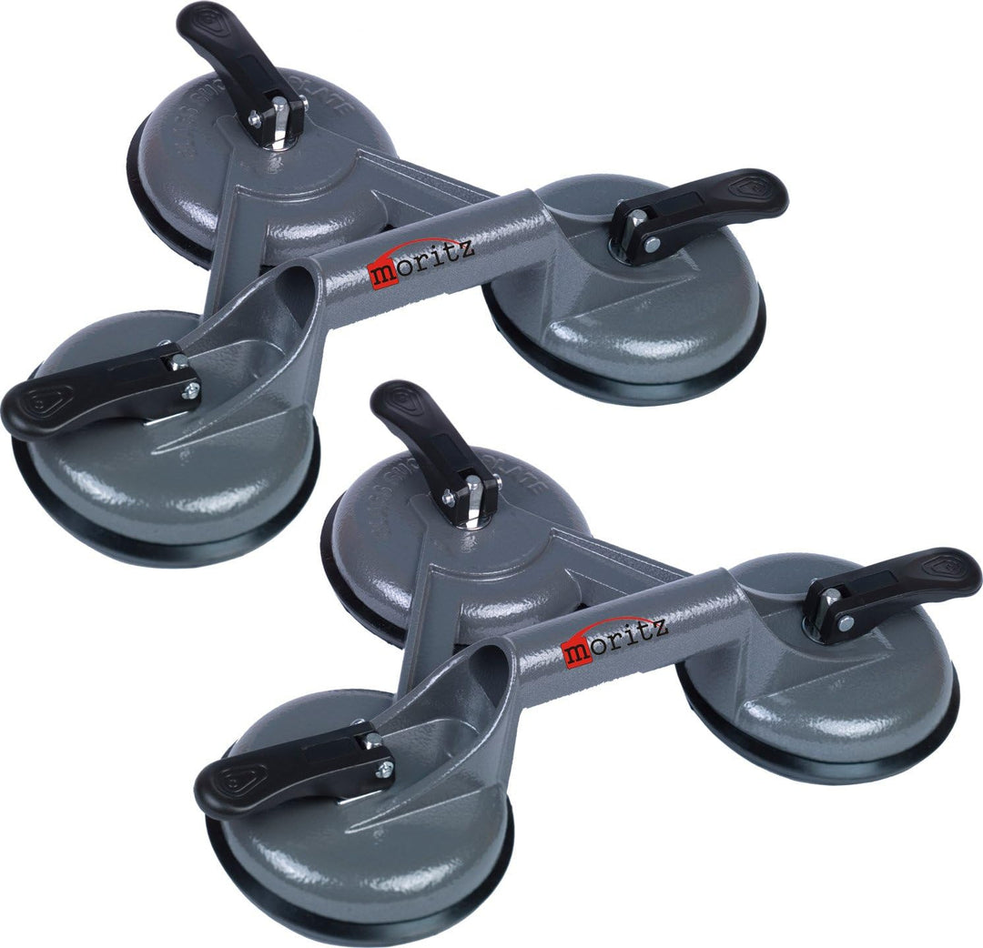 Moritz Aluminium Saugheber Glasheber Glassauger 120 kg 120 mm Vakuumheber mit 3 Saugnäpfen (2), 2
