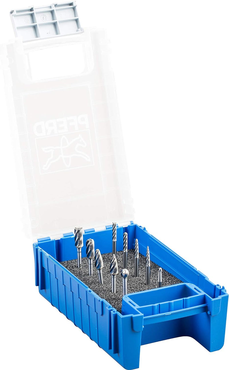 PFERD HM-Frässtift-Set, 10-teilig, Zahnung ALU, Schaft-ø 3 mm, 21901603 – speziell für die Bearbeitu