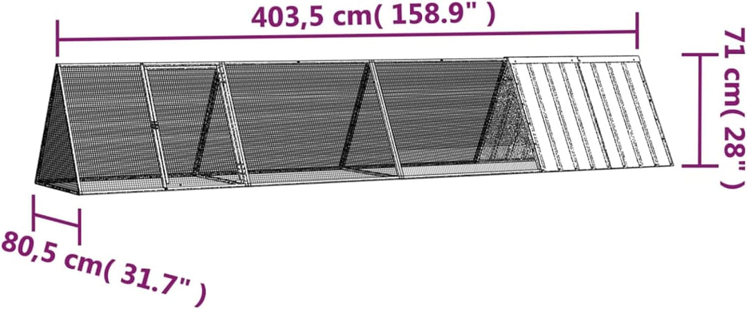 Tidyard Kaninchenstall Hasenstall Kaninchenkäfig Verzinkter Stahl Anthrazit 403,5x80,5x71 cm 403,5x8