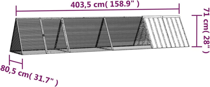 Tidyard Kaninchenstall Hasenstall Kaninchenkäfig Verzinkter Stahl Anthrazit 403,5x80,5x71 cm 403,5x8
