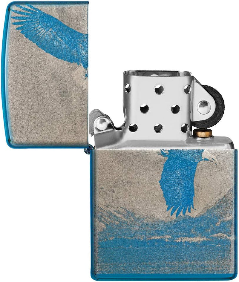 ZIPPO – Sturmfeuerzeug, Flying Eagle, 360° Photo Image, High Polish Blue, nachfüllbar, in hochwertig