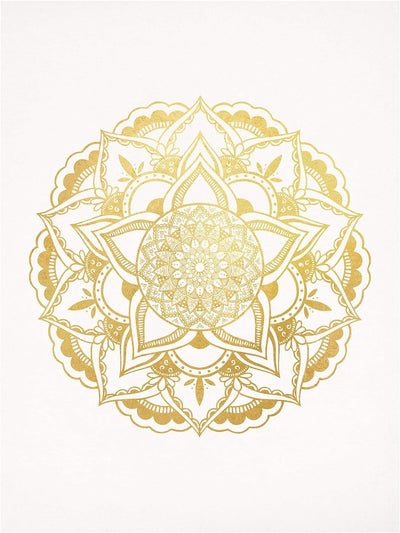 Bilderwelten Leinwandbild Echtholz - Mandala Ornament weiss Gold - 40 x 30cm - Recycled Canvas 40cm