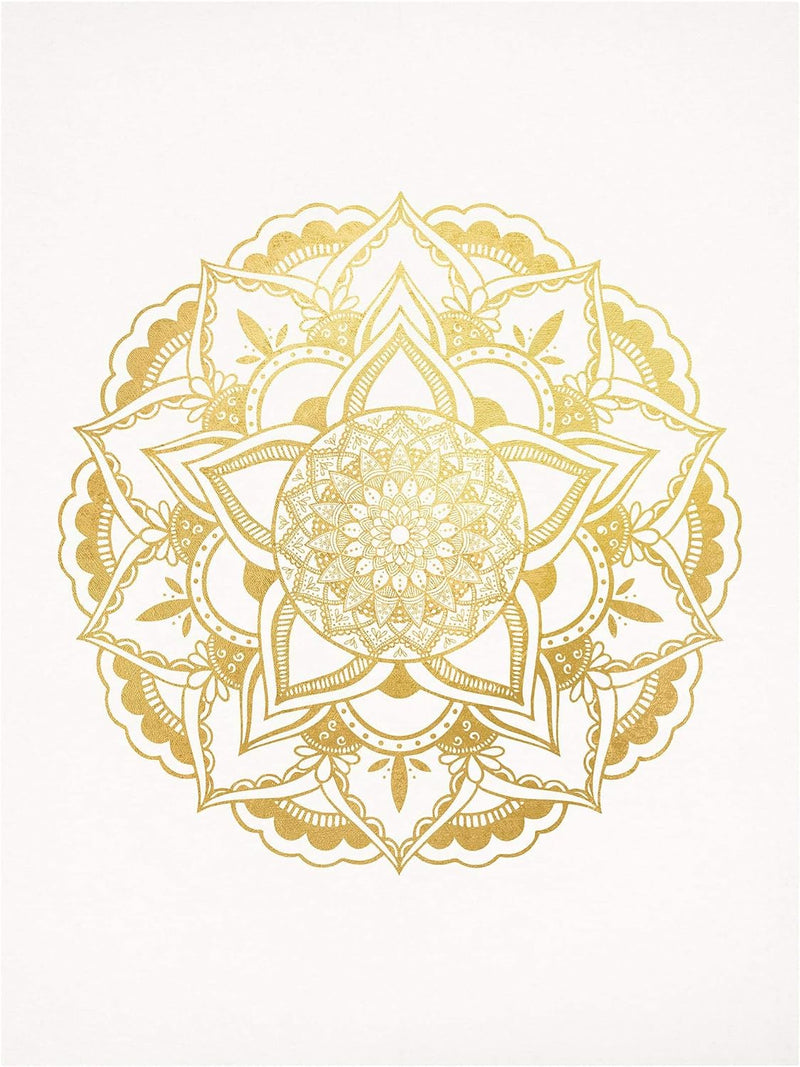 Bilderwelten Leinwandbild Echtholz - Mandala Ornament weiss Gold - 40 x 30cm - Recycled Canvas 40cm