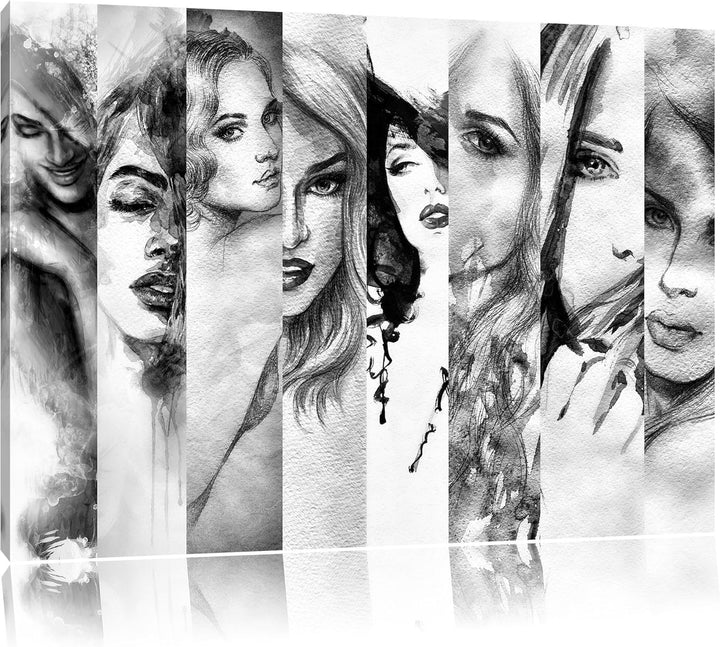 Monocrome, Haar Frisuren, Format: 100x70 auf Leinwand, XXL riesige Bilder fertig gerahmt mit Keilrah