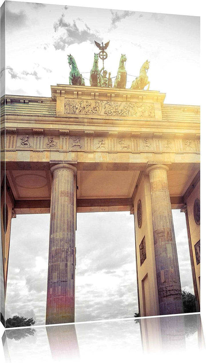 Pixxprint berühmtes Brandenburger Tor in Berlin als Leinwandbild/Grösse: 100x70 cm/Wandbild/Kunstdru