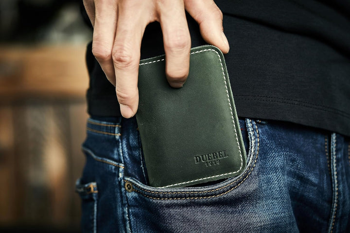 DUEBEL Herren Vollkorn Leder Bifold Reise Brieftaschen/Halter/Case/Protector, Grün