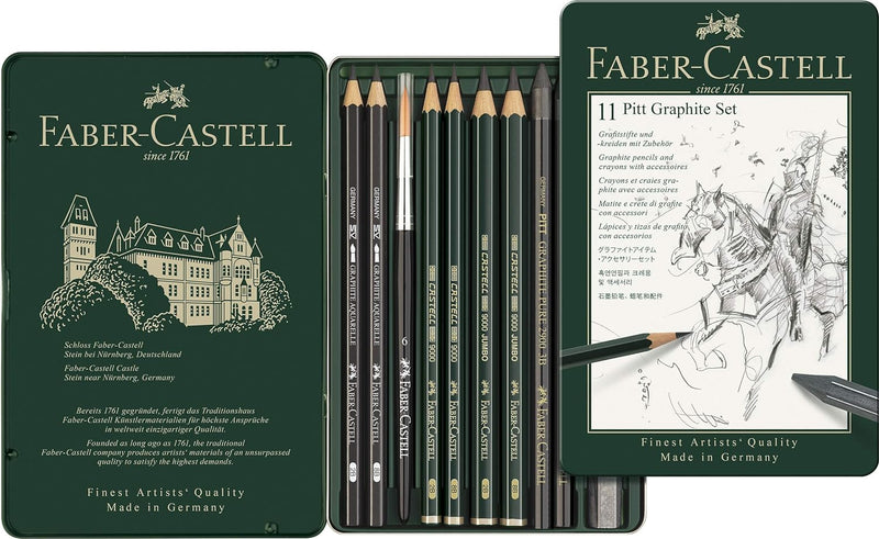 Faber-Castell - Pitt Graphite Set im Metalletui, klein, 11 + 3 -teilig (inklusive Radierstift mit Pi