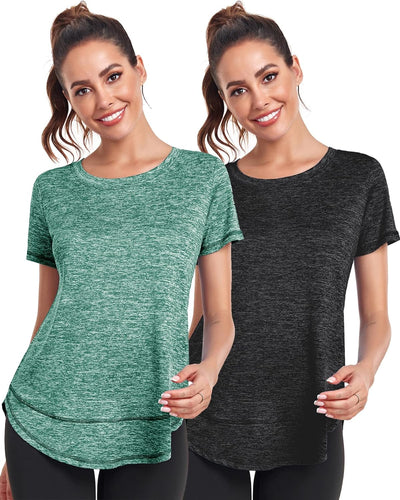 Deaviya Sport T-Shirt Damen, Kurzarmshirt Frauen, Workout Tops Rundhalsausschnitt Athletisch Lässig