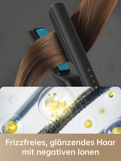 Dreame Hair Glamour Haarglätter, Kabelloser Tragbarer 2-in-1-Glätteisen, Negative Ionen, Gleichmässi