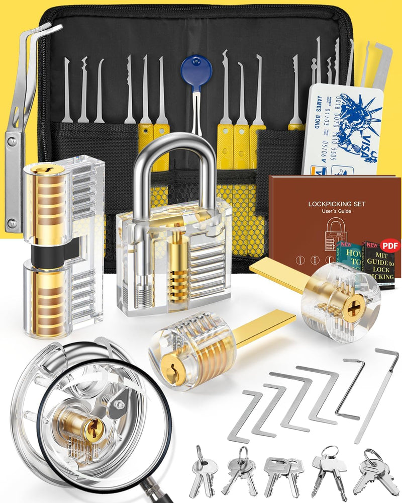 Eventronic 37+5 Stück Lockpicking Set, [Super Spass & Bessere Praxis] Dietrich Set mit 5 Transparent