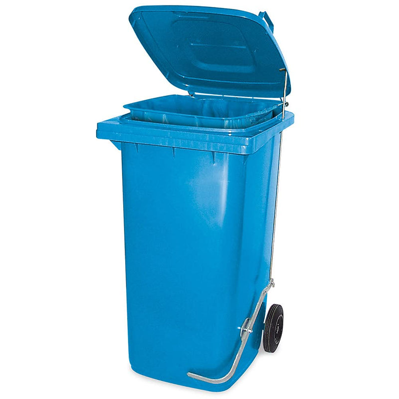 Müllbehälter mit Fusspedal und Klemmring, 80 Liter, blau, BxTxH 445x520x930 mm