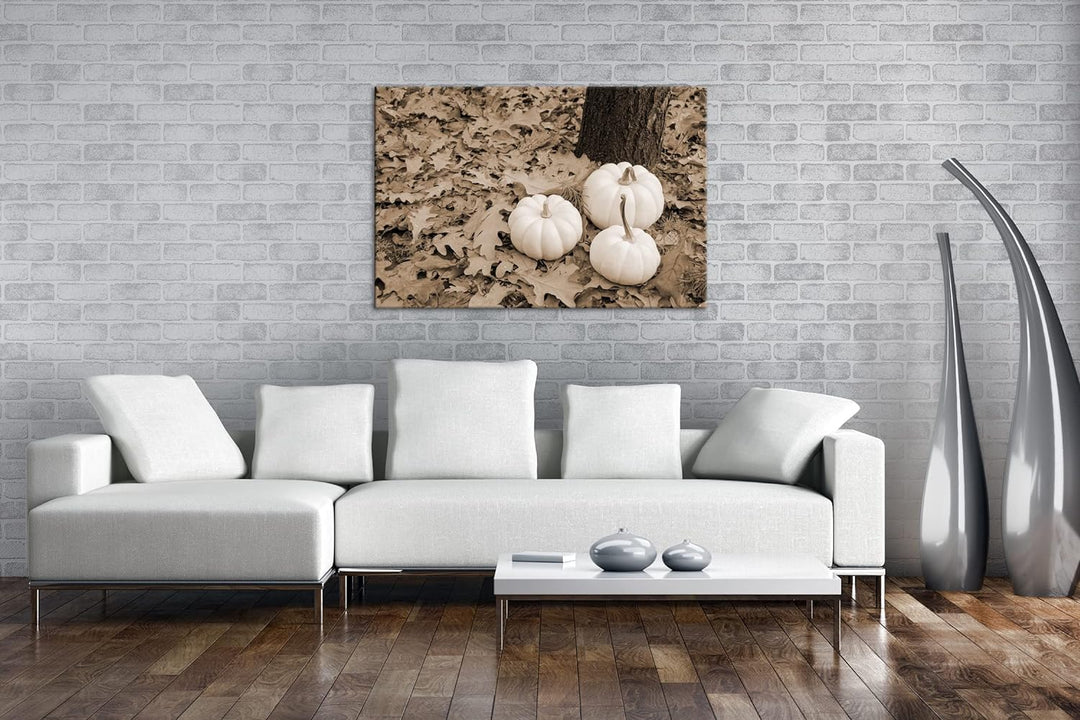 deyoli frische Kürbise Effekt: Sepia Format: 100x70 als Leinwandbild, Motiv fertig gerahmt auf Echth