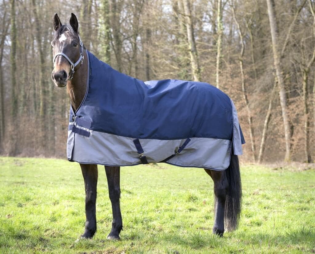 Equi-Theme/Equit'M Unisex's 400915759 Tyrex 600 D Hochhals-Pferdedecke, 175 cm, Marineblau/Grau