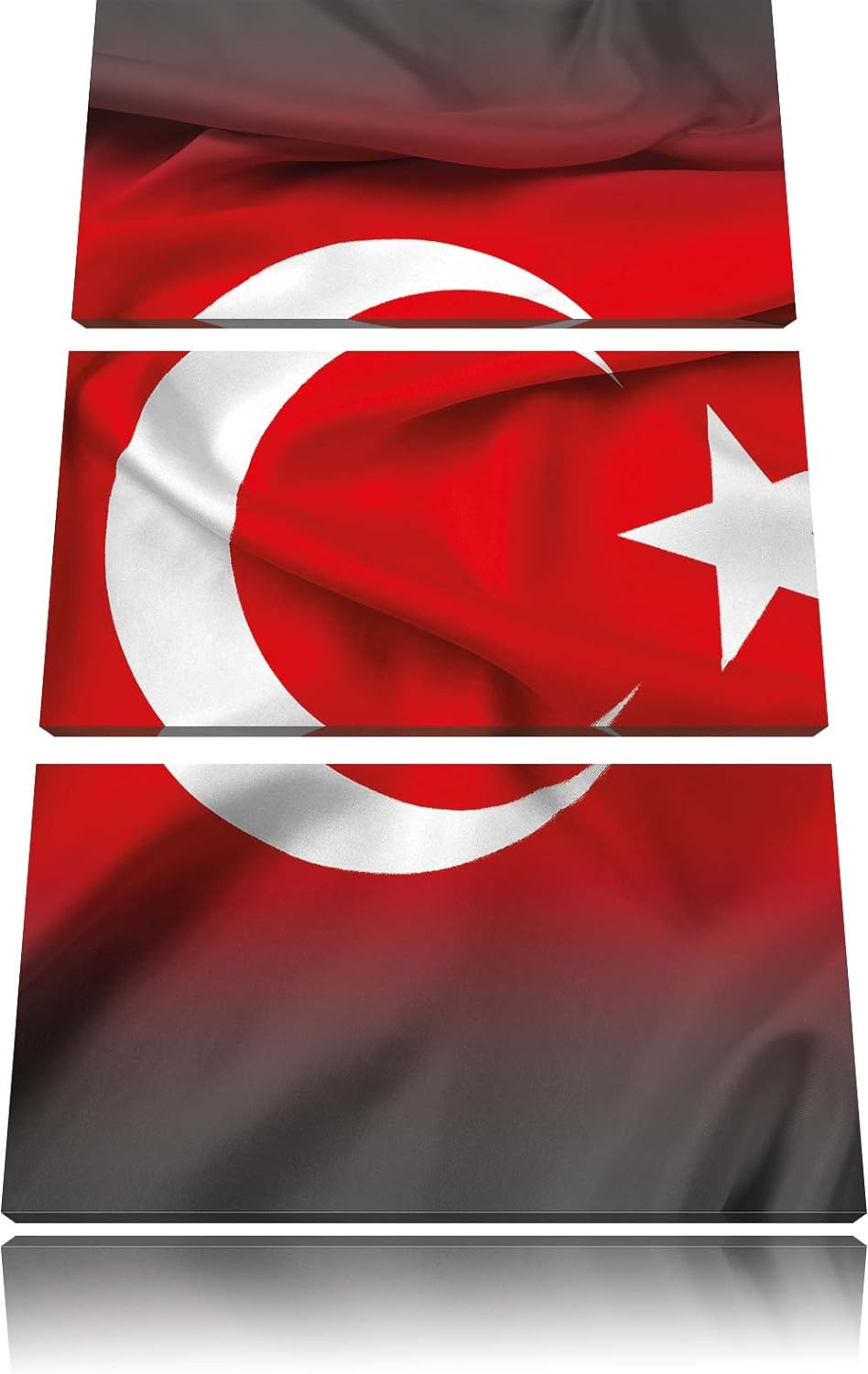 Pixxprint Flagge der Türkei schwarz/weiss als Leinwandbild/Grösse: 3 Teilig (120x80 cm) cm/Wandbild/