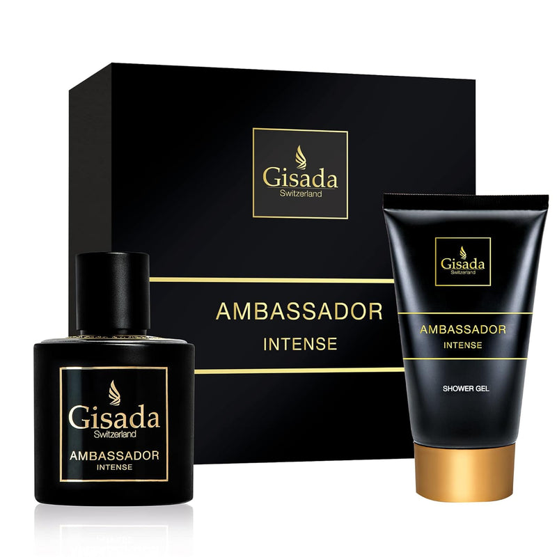 Gisada - Ambassador Intense Set | Geschenkset | Eau de Parfum 50 ml & Duschgel 100 ml | Würziger, fr