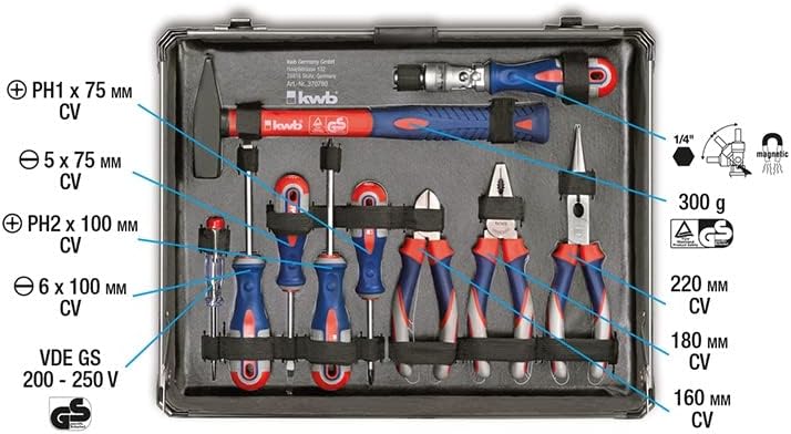 kwb Werkzeugkoffer aus robustem Aluminium inkl. 129-tlg. hochwertigem Werkzeug-Set als perfekte Grun