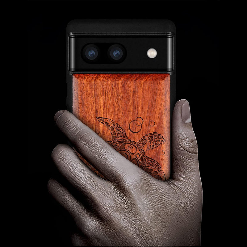 Carveit Hülle für Pixel 6a Case [Holz und TPU Silikon Hybrid Handyhülle] Stossfeste Stossstange hand