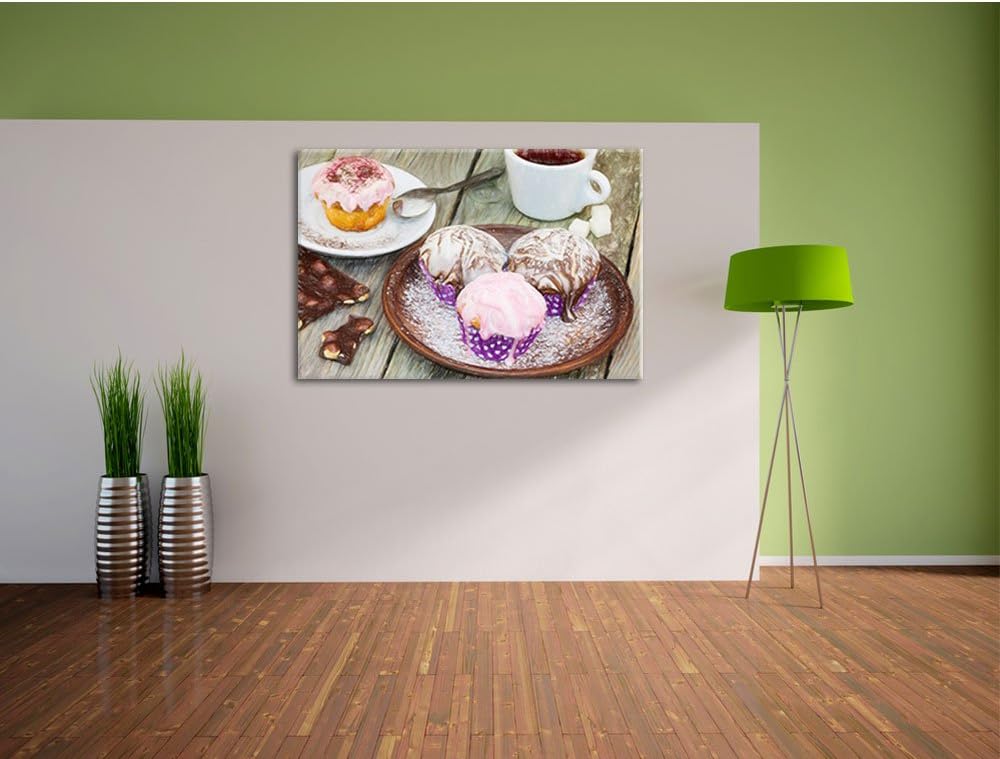 Pixxprint Köstliche Cupcakes als Leinwandbild/Grösse: 100x70 cm/Wandbild/Kunstdruck/fertig bespannt,