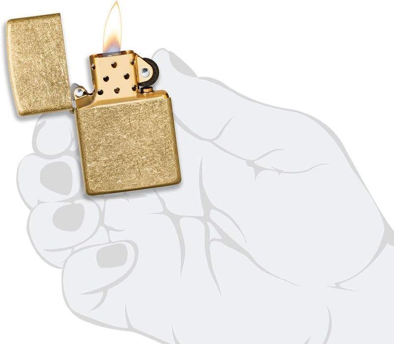 Zippo Taschenfeuerzeug aus Trommelmessing, 49477, Tumbled Brass, Einheitsgrösse