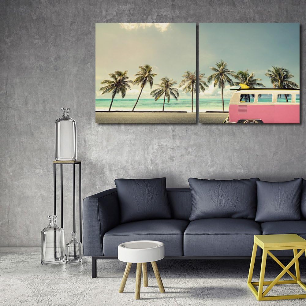 Feeby. Wandbilder - 2 Teile - 120x60 cm - quadratische Form Bilder Kunstdrucke Deko Panel MEER, STRA