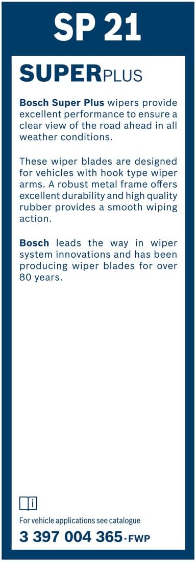 Bosch Scheibenwischer Super Plus SP21, Länge: 530mm − einzelner Scheibenwischer für Frontscheibe - N