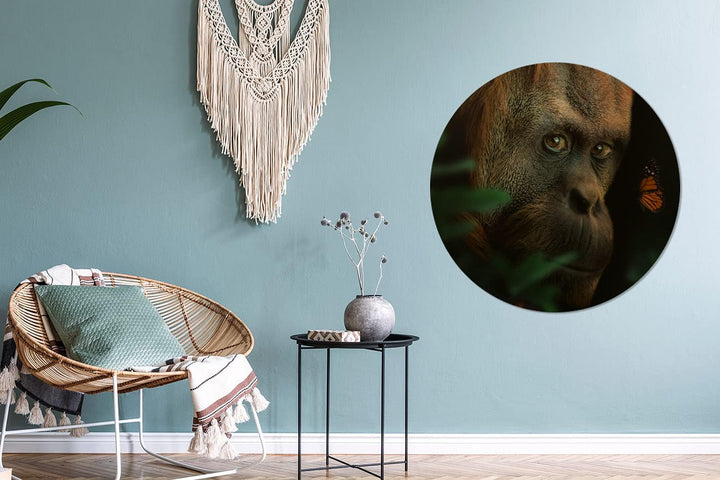 MuchoWow Wandbild Rund Wanddeko Deko Wohnzimmer Bilder 90x90 cm Tiere - Affe - Natur, 90x90 cm