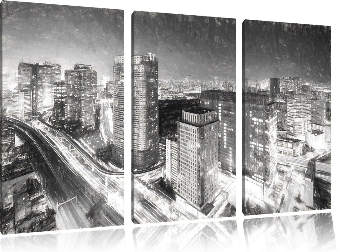 Pixxprint Moderne Architektur in Tokio als Leinwandbild/Grösse: 3 Teilig (120x80 cm) cm/Wandbild/Kun