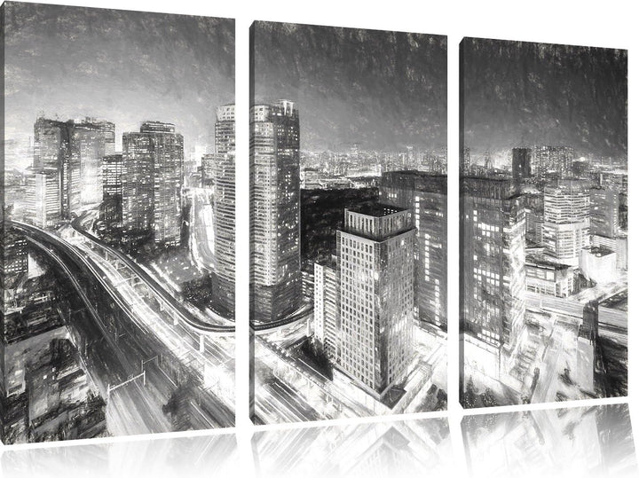 Pixxprint Moderne Architektur in Tokio als Leinwandbild/Grösse: 3 Teilig (120x80 cm) cm/Wandbild/Kun