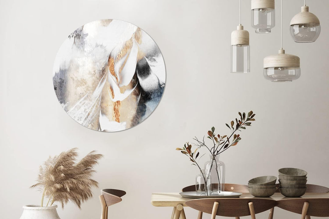 MuchoWow Wandbild Rund Wanddeko Deko Wohnzimmer Bilder 90x90 cm Abstrakt - Gold - Design - Luxe, 90x