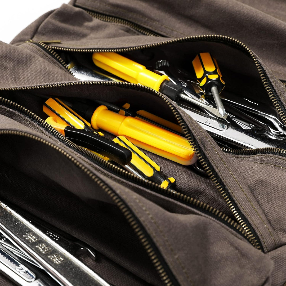 Werkzeug-Rolltasche, Werkzeugrolle für Schraubenschlüssel, aus strapazierfähigem16oz gewachstem Sege