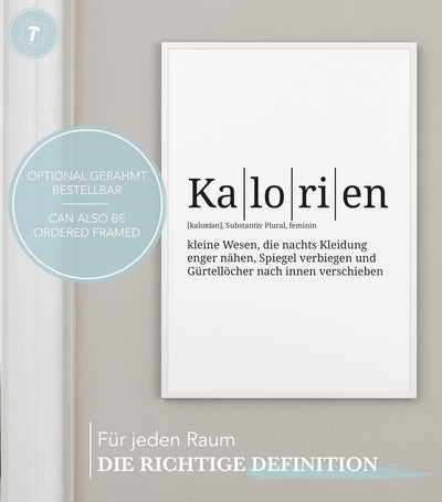 Papierschmiede® Definition: Kalorien, DIN A1 (59x84 cm), XXL Poster für Wohnzimmer, Schlafzimmer, Kü